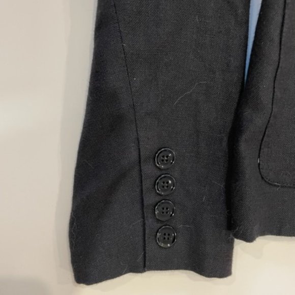 TALBOTS Vintage Petites Black Irish Linen Button Closure Jacket ~ Size 8 - Picture 9 of 15